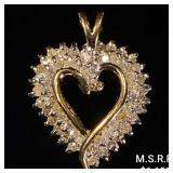 2 DWT 10 KT Gold Heart Pendant w/ Diamond Lining 2 DWT 10 KT Gold Heart Pendant w/ Diamond Lining