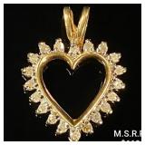 1.1 DWT 10 KT Gold Heart Pendant w/ Diamond 1.1 DWT 10 KT Gold Heart Pendant w/ Diamond