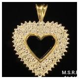 2 DWT 10 KT Gold Heart Pendant w/ Diamond Lining 2 DWT 10 KT Gold Heart Pendant w/ Diamond Lining