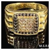 4.7 DWT 10 KT Gold Ring w Gems & Diamonds Sz7.5 4.7 DWT 10 KT Gold Ring w Gems & Diamonds Sz7.5