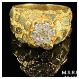 10.9 DWT 14 KT Gold Ring w/ Diamonds Sz: 9.5 10.9 DWT 14 KT Gold Ring w/ Diamonds Sz: 9.5