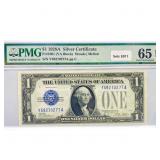 1928 A $1 Silver Cert. PMG GEM UNC 65