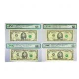 (4) 1993-1995 $5 Fed Reserve Notes PMG