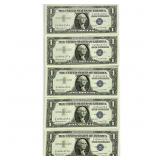 (5) 1957 B Consec $1 Silver Cert.'s