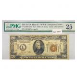 1934 A Hawaii WW2 $20 Fed Reserve Note PMG VF 25