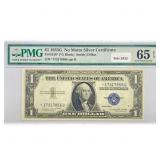 1935 G Star $1 Silver Cert. PMG GEM UNC 65