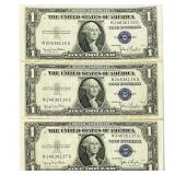 (3) 1935 D Consec $1 Silver Cert.'s