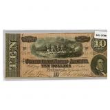 1864 LG $10 Confederate Note