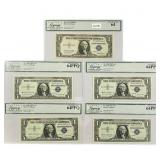 (5) $1 Silver Cert.'s (1935 F, (4) 1957 A) LCG V