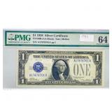 1928 $1 Silver Cert. PMG Ch UNC 64