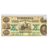 1862 Virginia $10 Treasury Note