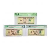 (3) 1993-2013 $5 Fed Reserve Notes PCGS & PMG 66-