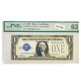 1928 $1 Silver Cert. PMG Ch UNC 63