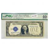 1928 Star $1 Silver Cert. PMG EF 40