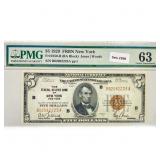 1929 Bank of NY, NY $5 Legal Tender Note PMG Ch