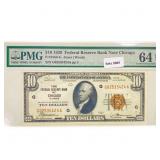 1929 Bank of Chicago, IL $10 Fed Reserve Note PMG