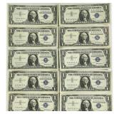 (10) 1957 B $1 Silver Cert.'s