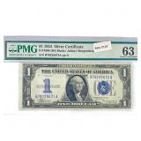 1934 $1 Silver Cert. PMG Ch UNC 63