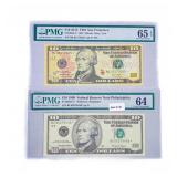 (2) 1999-2013 Star $10 Fed Reserve Notes PMG