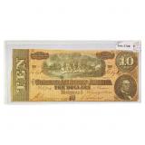 1864 Close Cut Error LG $10 Confederate Note