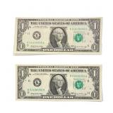 (2) 1969 $1 Fed Reserve Notes