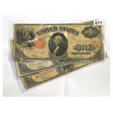 (3) 1917 $1 Red Seal Legal Tender