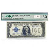 1928 C $1 Silver Cert. PMG AU 53