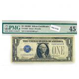 1928 D $1 Silver Cert. PMG Ch EF 45