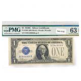 1928 C $1 Silver Cert. PMG Ch UNC 63