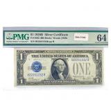1928 B $1 Silver Cert. PMG Ch UNC 64
