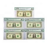 (5) 1981-2003 $1 Fed Reserve Notes PMG