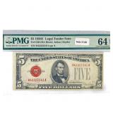 1928 E $5 Legal Tender Note PMG Ch UNC 64