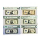 (6) 1928 $1 Silver Cert.'s PMG