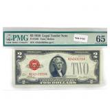 1928 $2 Legal Tender Note PMG GEM UNC 65
