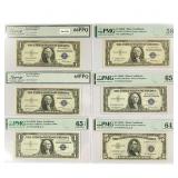 (6) $1 & $5 Silver Cert.'s ((2) 1935 E, (2) 1935