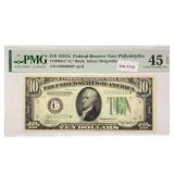 1934 A $10 Fed Reserve Note PMG Ch EF45