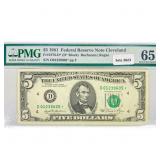 1981 Star $5 Fed Reserve Note PMG GEM UNC 65