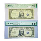 (2) 1935 E $1 Silver Cert.'s PMG
