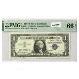 1957 B Star $1 Silver Cert. PMG GEM UNC66