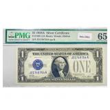 1928 A $1 Silver Cert. PMG GEM UNC 65