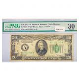 1934 B $20 Fed Reserve Note PMG VF 30