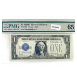 1928 B $1 Silver Cert. PMG GEM UNC 65