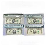 (4) 1963-1988 $5 Fed Reserve Notes PMG