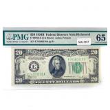 1934 B $20 Fed Reserve Note PMG GEM UNC 65