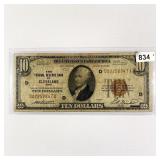 1929 $10 Cleveland Bank, OH National Bank Note