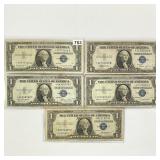(5)1935-57 $1 'Star Note' Silver Cert. CIRC