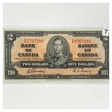 1937 $2 Canada Gordon Towers Note UNC  RARE