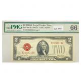 1928 G $2 Legal Tender Note PMG GEM UNC 66