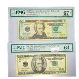 (2) 1999 & 2004 Star $20 Fed Reserve Notes