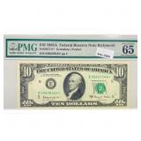 1963 A Star $10 Fed Reserve Note PMG GEM UNC 65